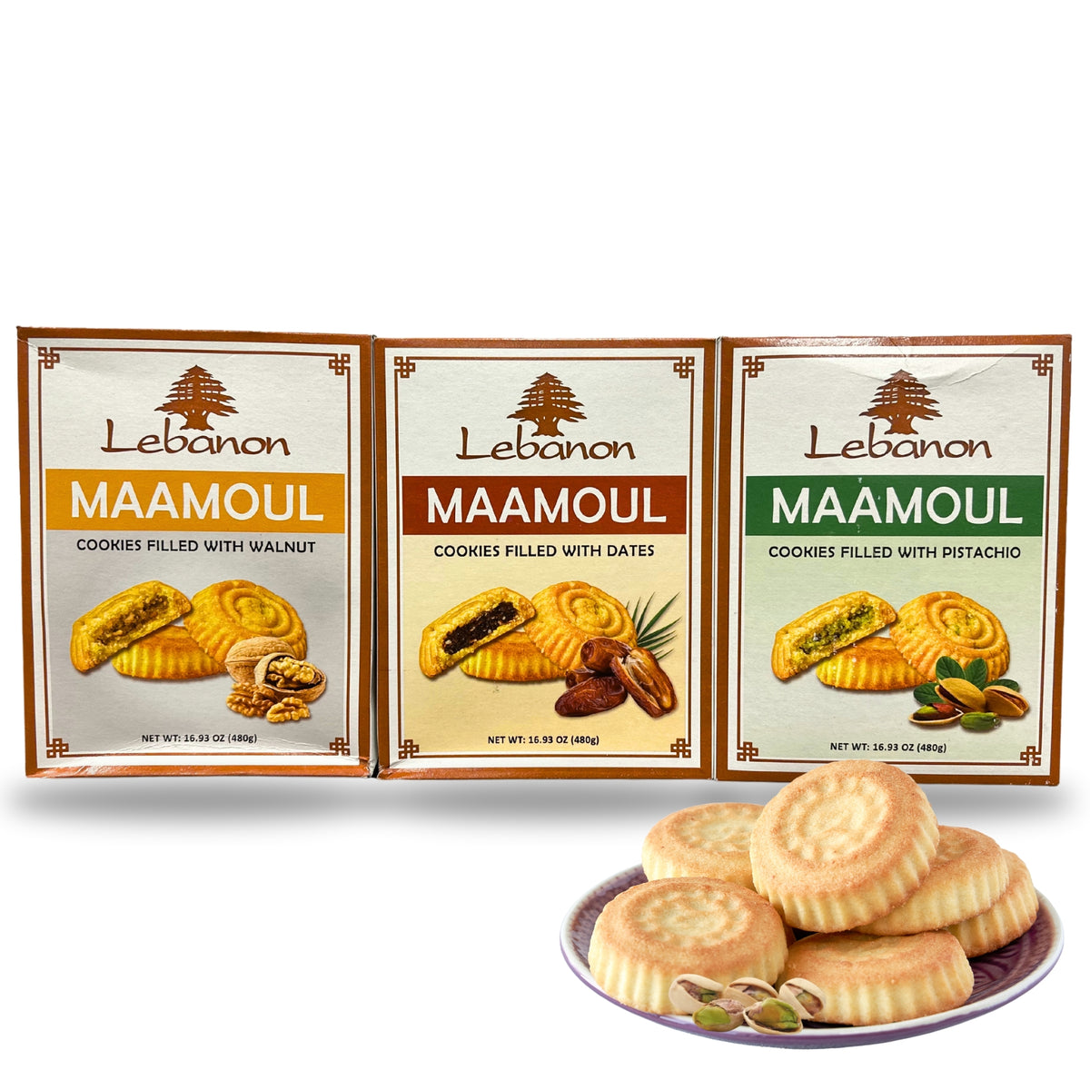 Lebanon - Assorted Maamoul (Walnut, Dates, Pistachio) 480g (Case of 12 ...